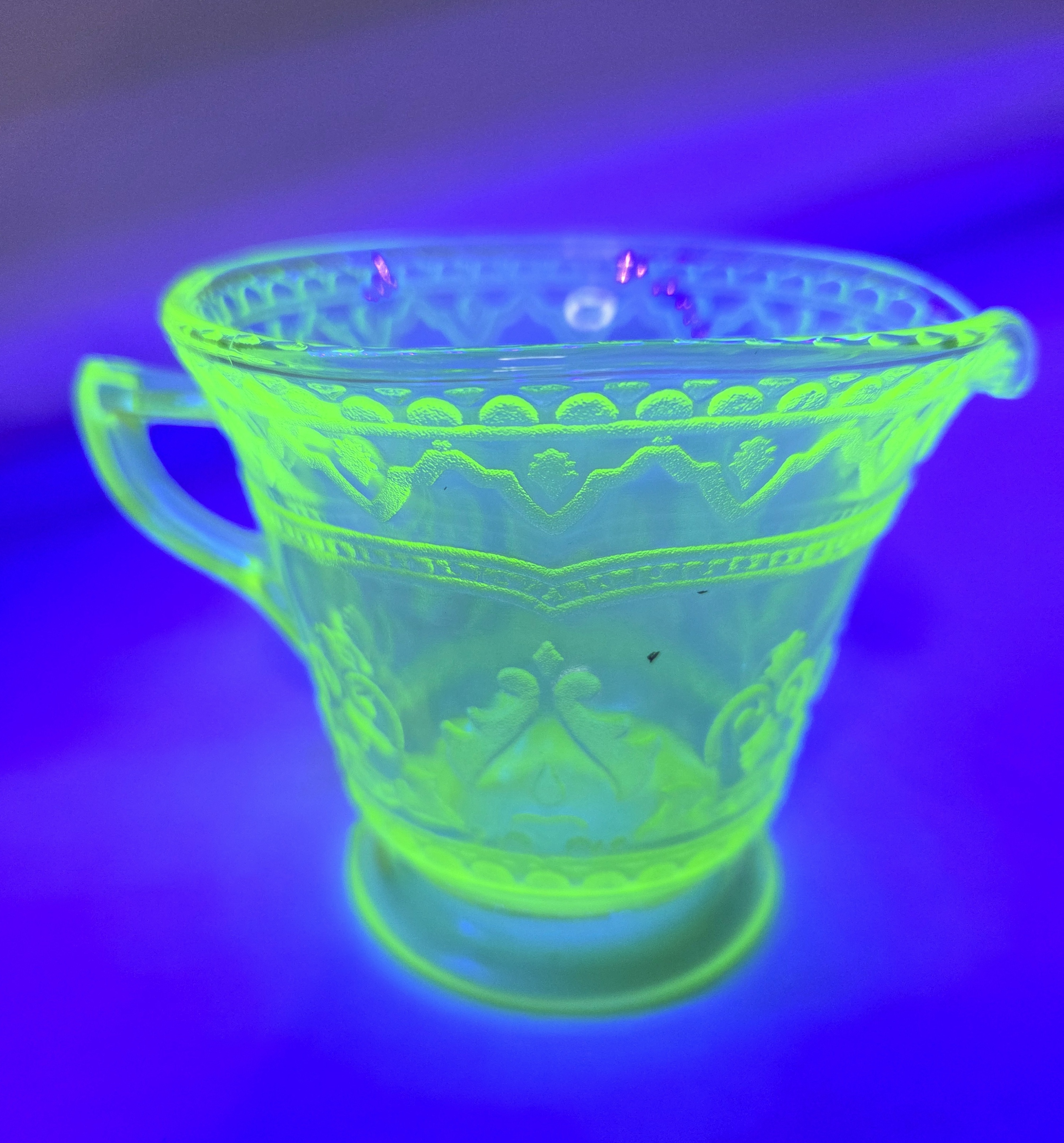 Creamer Glowing Under UV Light