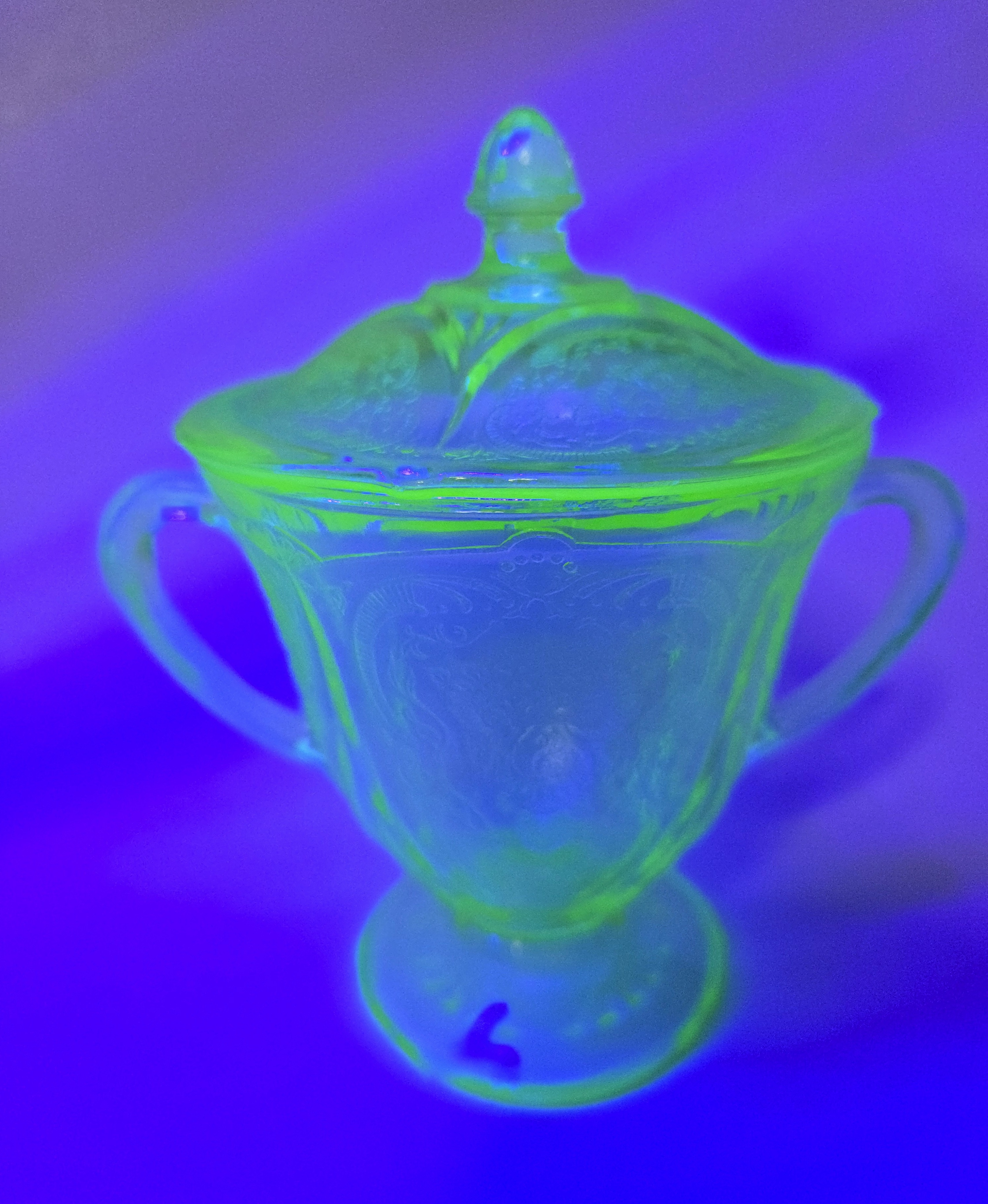 Royal Lace Sugar Bowl Glowing